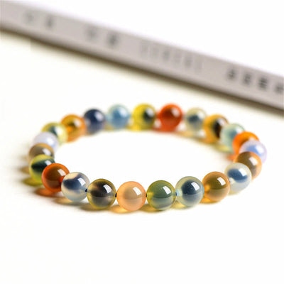 Buddha Stones Natural Colorful Candy Agate Harmony Strength Bead Bracelet Bracelet BS Colorful Candy Agate 10mm(19 Beads)