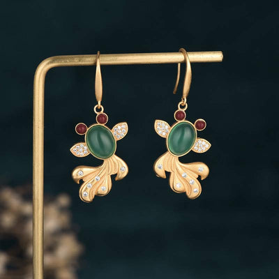 Buddha Stones FengShui Jade Koi Fortune Earrings Earrings BS 1