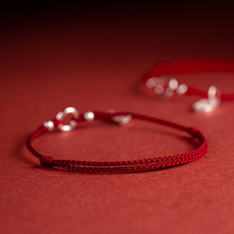 Buddha Stones 925 Sterling Silver Lucky Fortune Peace Joy Lotus Peace Buckle Red String Bracelet Bracelet BS 13