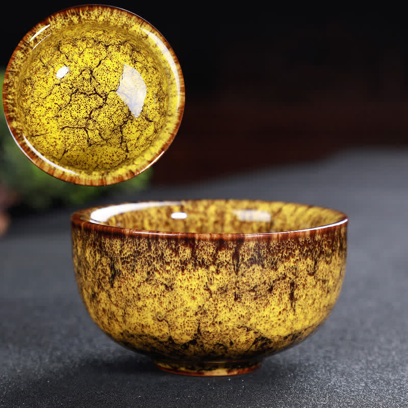 Buddha Stones Colorful Ceramic Teacup Home Office Tea Cups - Gold - image 81