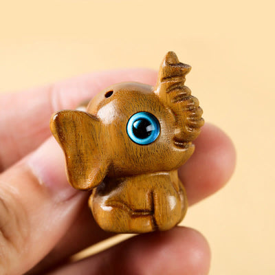 Foviel Sandalwood Small Leaf Red Sandalwood Green Sandalwood Lucky Mini Elephant Carved Protection Decoration