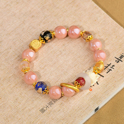 Buddha Stones Tibetan Incense Ash Liuli Glass Bead Luck Protection Nine-Tailed Fox Bracelet Bracelet BS 2