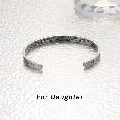 Buddha Stones Inspirational Bracelets Personalized Gift for Her Him Engraved Mantra Cuff Bangle Crown Jewelry - For daughter - image 2