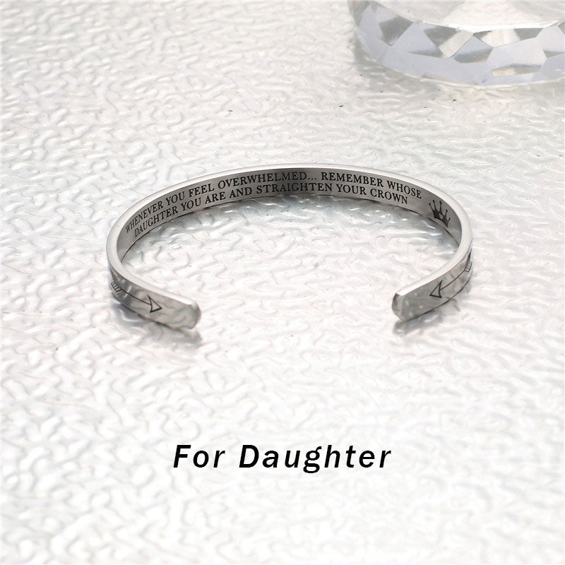 Buddha Stones Inspirational Bracelets Personalized Gift for Her Him Engraved Mantra Cuff Bangle Crown Jewelry - For daughter - image 2