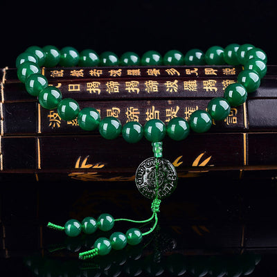 Buddha Stones Natural Green Agate Wrist Mala Manifestation Pocket Mala Car Decoration Wrist Mala&Decorations BS 2