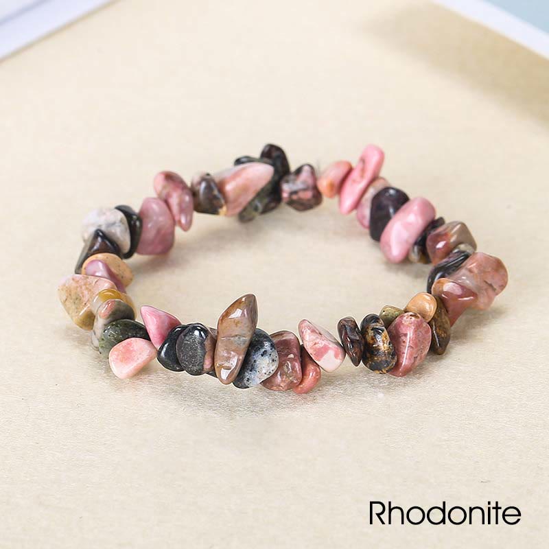 Natural Irregular Shape Crystal Stone Warmth Soothing Bracelet Bracelet BS Rhodonite