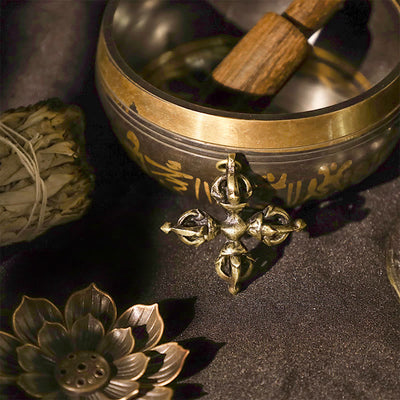 Buddha Stones Nepal Handmade Double Dorje Copper Enlightenment Strength Vajra Dorje BS 7