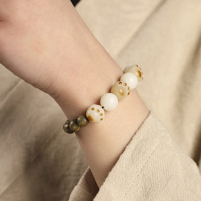Buddha Stones Natural Green Sandalwood Bodhi Seed Cat Paw Claw Cure Bracelet Bracelet BS 8