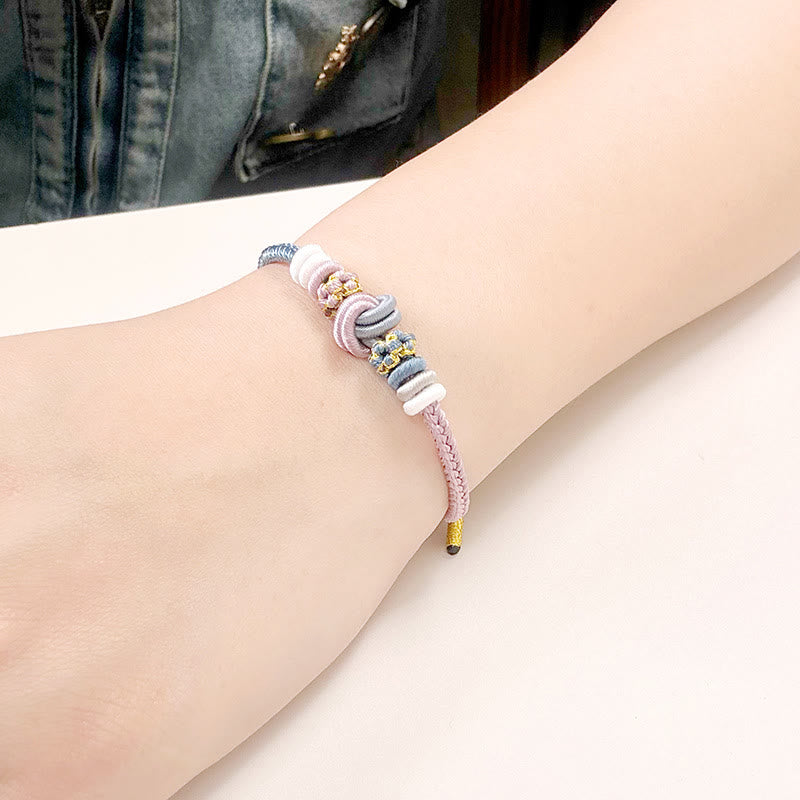 Buddha Stones Two-Color Rope Handcrafted Eight Thread Peace Knot Luck Connection Bracelet Bracelet BS 6