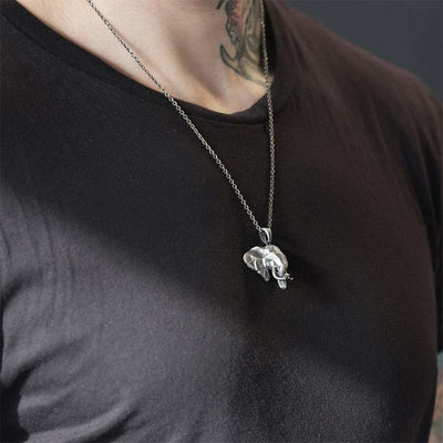 Buddha Stones Elephant Pewter Titanium Steel Strength Necklace Pendant Necklaces & Pendants BS 2