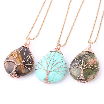 Buddha Stones Natural Quartz Crystal Tree Of Life Healing Energy Necklace Pendant Necklaces & Pendants BS 26