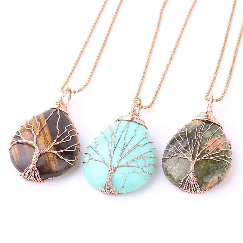 Buddha Stones Natural Quartz Crystal Tree Of Life Healing Energy Necklace Pendant Necklaces & Pendants BS 26