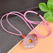 FovielPink Golden Silk Jade Lotus Flower Wealth Necklace Pendant