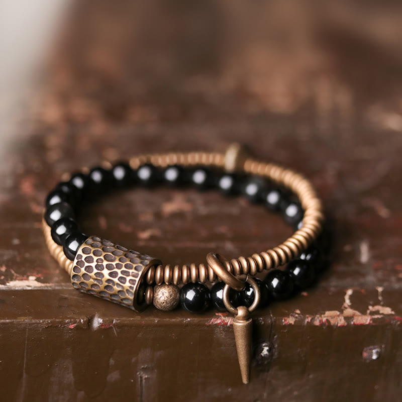 Buddha Stones Rainbow Obsidian Copper Inner Peace Healing Double Layer Bracelet Bracelet BS 1