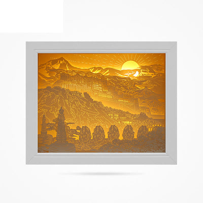 Buddha Stones Tibet Potala Palace Paper LED Carving Lamp Art Night Lights Creative LED Table Lamp Decorations BS Rising Sun