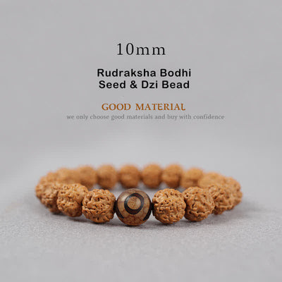 Buddhastoneshop Tibet Rudraksha Bodhi Seed Dzi Bead Amber Turquoise Wealth Bracelet