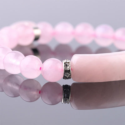 Foviel Natural Quartz Love Heart Healing Beads Bracelet