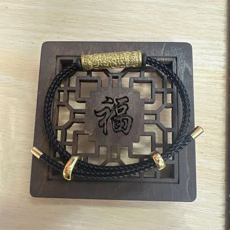 Buddha Stones Tibet Handmade Tai Sui Rope Protection Strength Braided Bracelet Bracelet BS Black Rope (Wrist Circumference 14-20cm) Gold