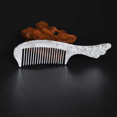 Buddha Stones Lucky Dragon Phoenix Protection Strength Comb Comb BS Phoenix Pattern