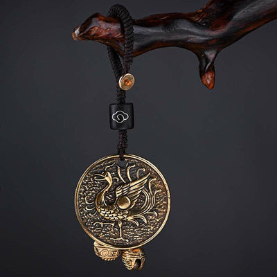 Buddha Stones Four Symbols Azure Dragon White Tiger Vermilion Bird Black Tortoise Key Chain Key Chain BS Vermilion Bird