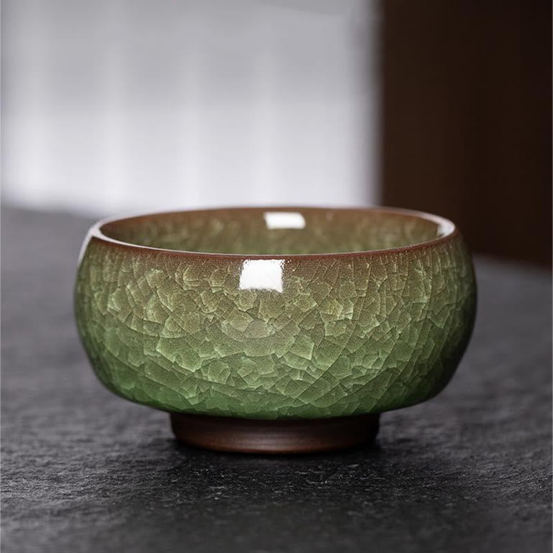 Buddha Stones Chinese Green Ice Crack Design Jianzhan Kiln Change Porcelain Teacup Kung Fu Tea Cup Jian Zhan Tea Cup BS 2