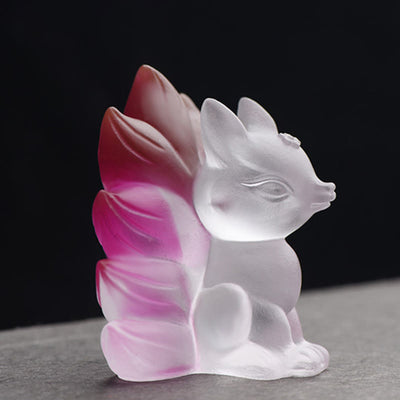 Buddha Stones Small Nine Tailed Fox Success Strength Home Figurine Decoration Decorations BS 3