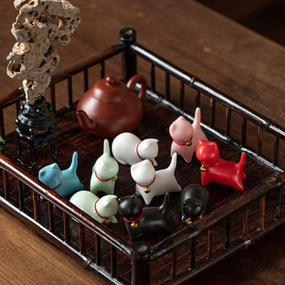 Buddha Stones Mini Small Cute Cat Tea Pet Ceramic Home Desk Figurine Decoration Decorations BS 1
