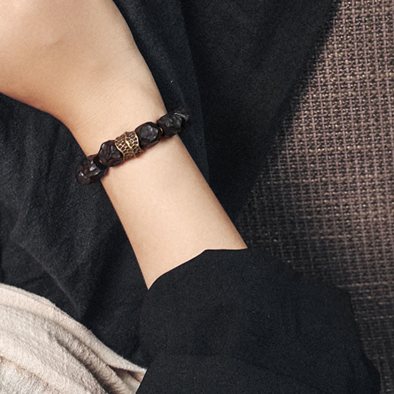 Buddha Stones Ebony Wood Copper Peace Balance Couple Bracelet Bracelet BS 4