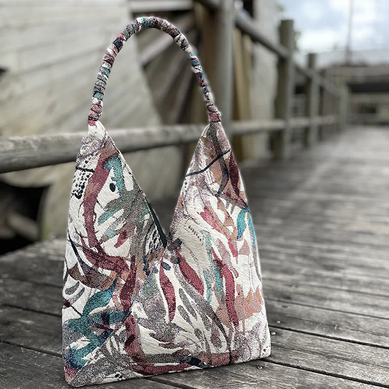 Buddha Stones Handmade Embroidery Pattern Canvas Shoulder Bag Tote Bag Set Bag BS 6