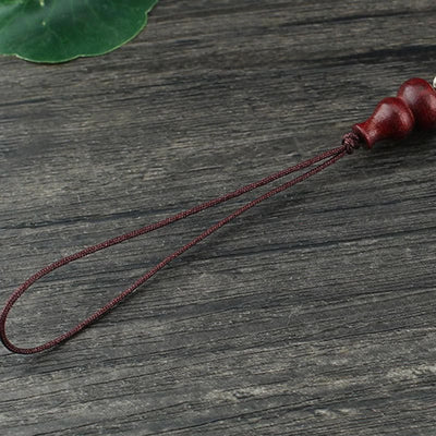 Buddha Stones Green Sandalwood Ebony Wood Gourd Seven Layer Pagoda Positive Phone Hanging Decoration Phone Hanging Decoration BS 13