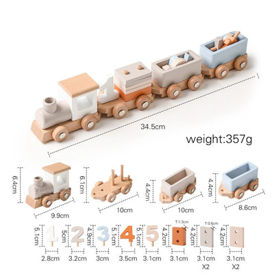 Train d'anniversaire en bois Fidtoy avec blocs numérotés