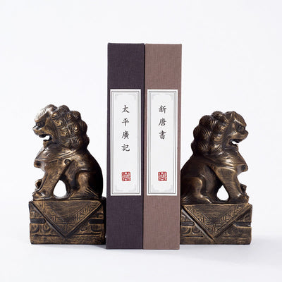Buddha Stones 2Pcs Lion Statue Courage Strength Resin Home Office Decoration Decorations BS A Pair of Lions-Brown
