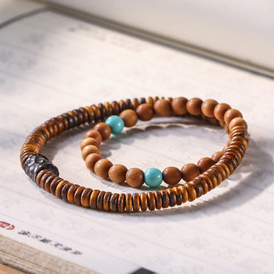Foviel Sandalwood Turquoise Protection Double Wrap Bracelet