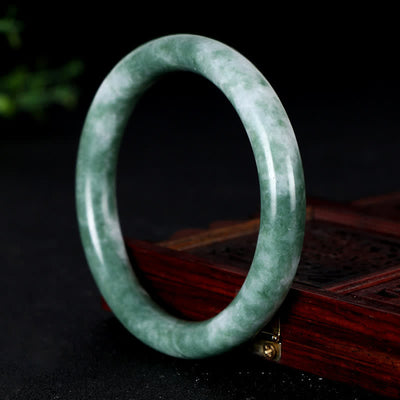 Buddha Stones Natural Jade Luck Abundance Bangle Bracelet Bracelet BS 60-62mm