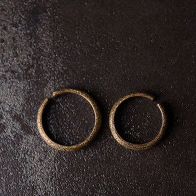 Buddha Stones Tibetan Vintage Texture Design Copper Luck Couple Ring Ring BS 5