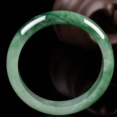 Buddha Stones Natural Jade Fortune Blessing Bangle Bracelet Bracelet BS 9