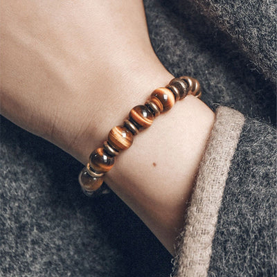 Buddha Stones Tiger Eye Stone Copper Protection Bracelet Bracelet BS 6