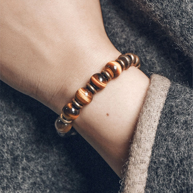 Buddha Stones Tiger Eye Stone Copper Protection Bracelet Bracelet BS 6