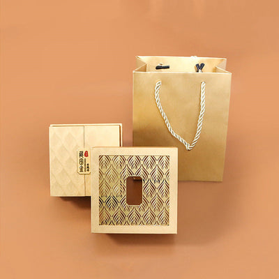 Buddha Stones Retro Jewelry Storage Feather Pattern Box Gift Box Decorations BS Gold (11.2*11.2*5.8cm)