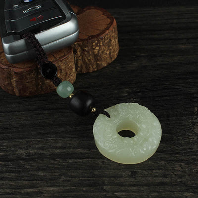 Buddha Stones PiXiu Jade Peace Buckle Abundance Wealth Key Chain Key Chain BS 12