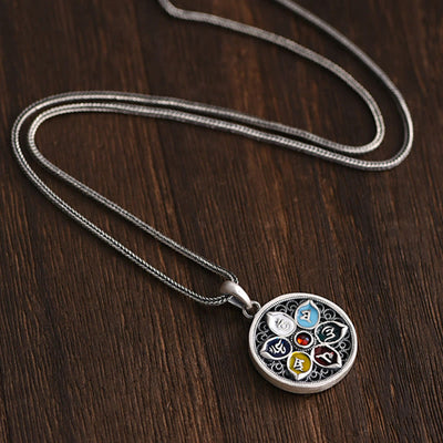 Buddha Stones Tibetan Om Mani Padme Hum Purity Necklace Pendant Necklaces & Pendants BS 2