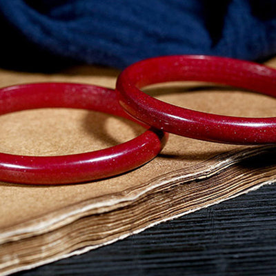 Buddha Stones Cinnabar Heart Sutra Engraving Blessing Bangle Bracelet Bracelet BS 5