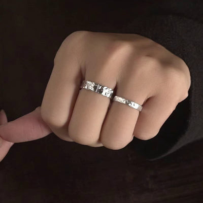 Foviel 925 Sterling Silber Einfaches Design Segen Paar Ring