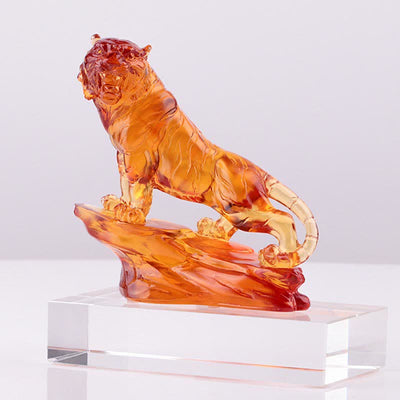 Buddha Stones Handmade Liuli Crystal Tiger Art Piece Protection Home Decoration Decorations BS 20