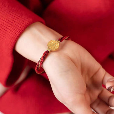 Buddha Stones Five Directions Gods of Wealth Handmade Reincarnation Knot Protection String Braid Bracelet Bracelet BS 4