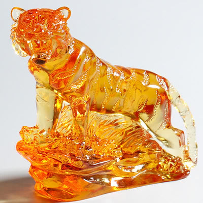 Buddha Stones Handmade Liuli Crystal Tiger Art Piece Protection Home Decoration Decorations BS 9