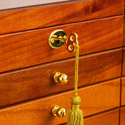 Buddha Stones Retro Solid Wood Jewelry Box Four-Layer Wooden Jewelry Storage Box Jewelry Box BS 18