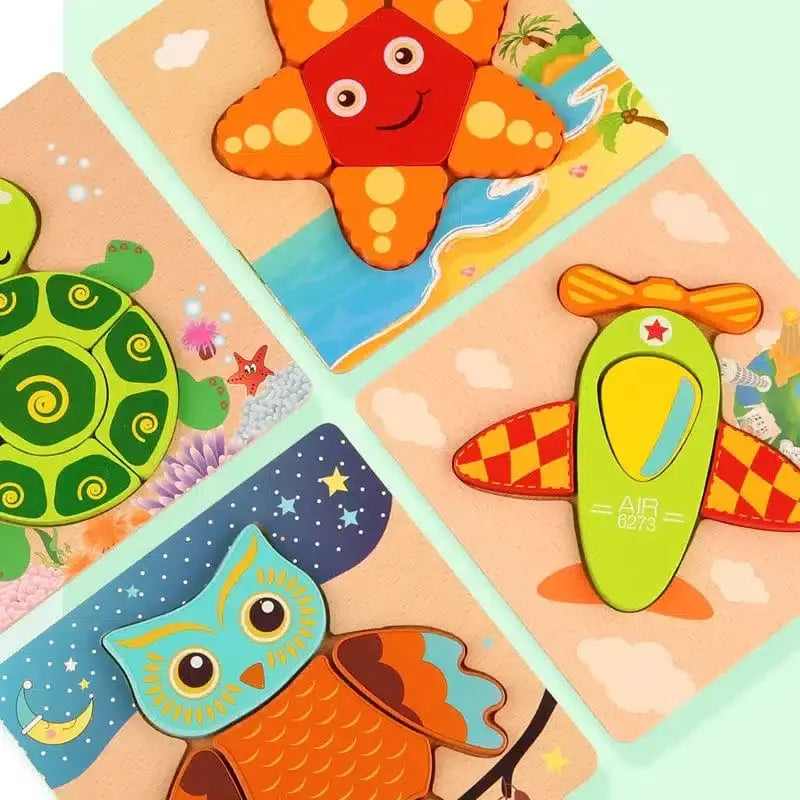 Fidtoy Diverse Wooden 3D Puzzle – Animal Wooden Puzzle for Toddlers, Shape Matching, Fine Motor Skills, Early Learning Toy