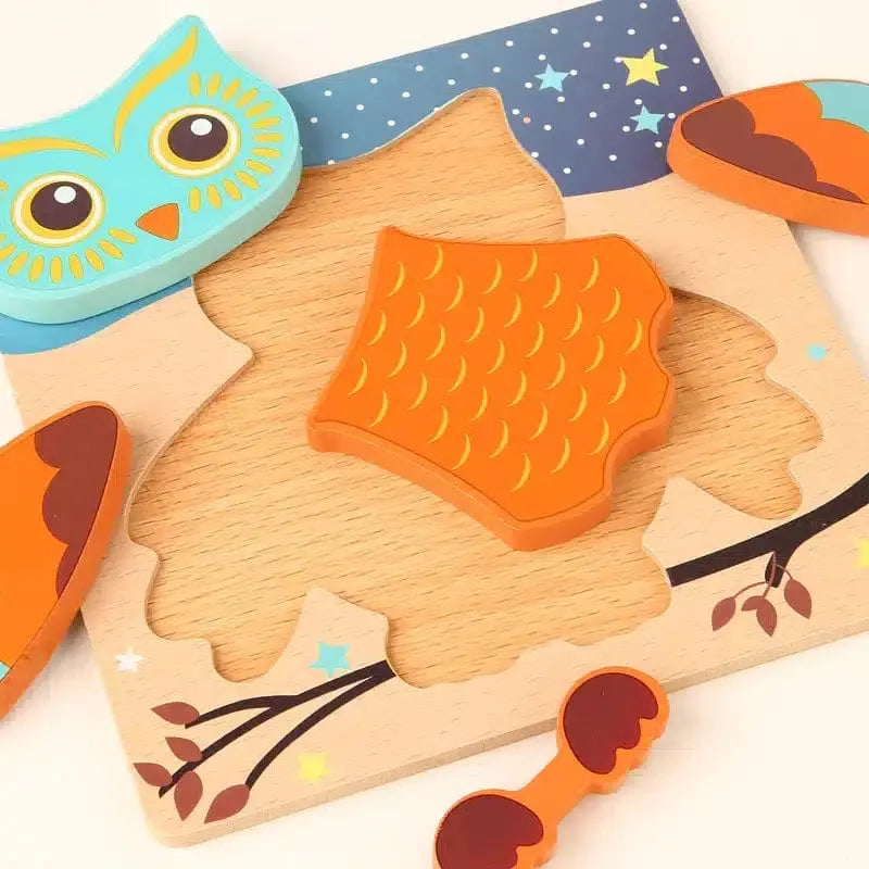 Fidtoy Diverse Wooden 3D Puzzle – Animal Wooden Puzzle for Toddlers, Shape Matching, Fine Motor Skills, Early Learning Toy