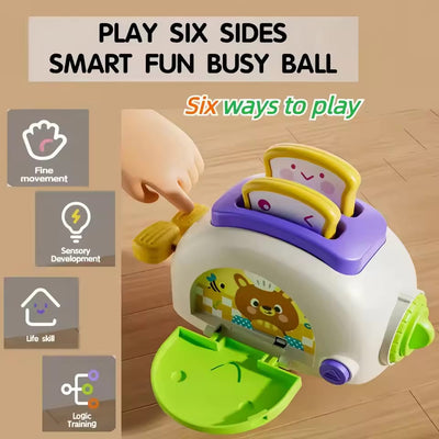 Fidtoy Montessori Toaster Busy Cube for Toddlers Sensory Fine Motor Cause Effect Learning Toy Age 12M+